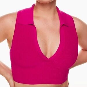 Aritzia Babaton Cropped plunge neck polo
